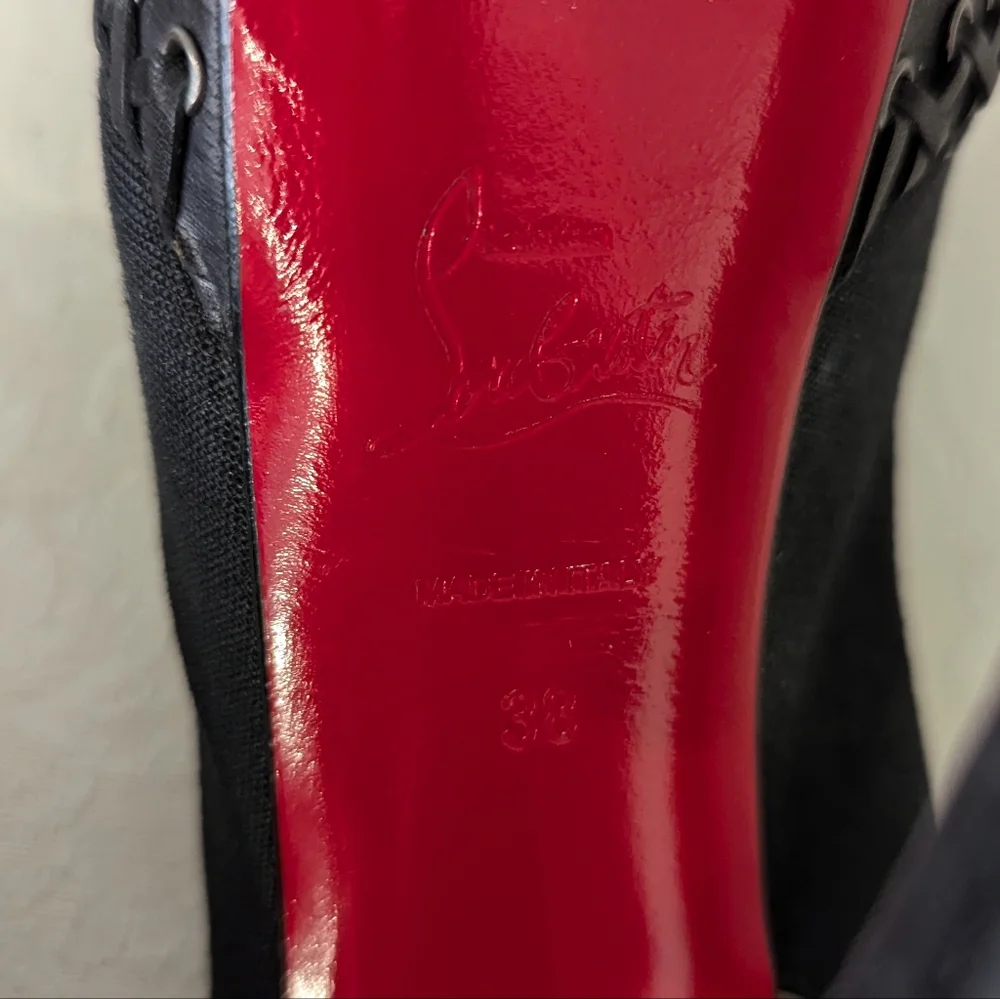 Christian Louboutin Peep Toe Slingbacks Size 38 red and black slingback